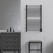 Amba Radiant Large Square 12 Bar Towel Warmer Matte Black Hardwired Front View Application