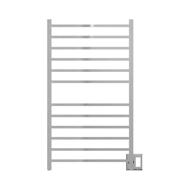 Amba Radiant Large Square 12 Bar Towel Warmer Polished Stainless Dual Gang Plate Front View