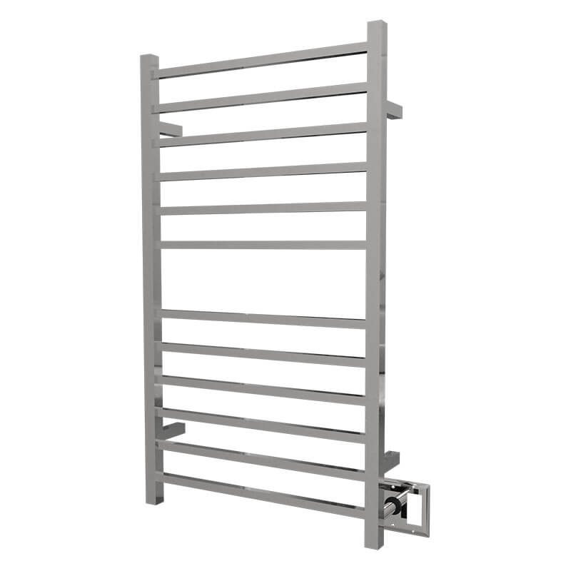 Amba Radiant Large Square Towel Warmer Polished Stainless Dual Gang Plate Side View