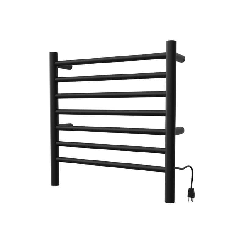 Amba Radiant Small 7 Bar Towel Warmer Matte Black Plug in Side View