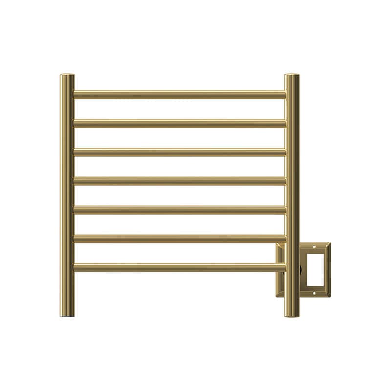 Amba Radiant Small 7 Bar Towel Warmer Polished Gold Dual Gang Plate Front View