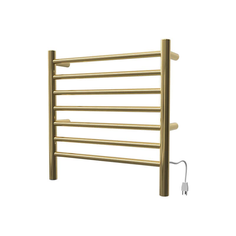 Amba Radiant Small 7 Bar Towel Warmer Polished Gold Plug in Side View