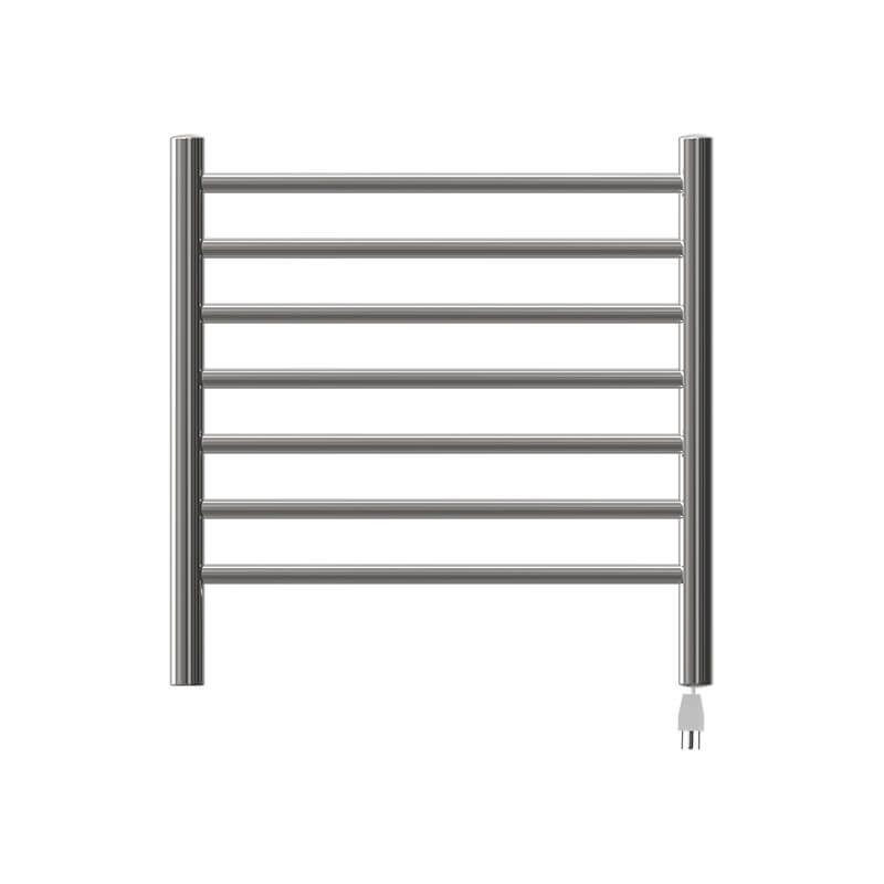 Amba Radiant Small 7 Bar Towel Warmer Polished Stainless Plug in Front View