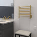 Amba Radiant Small Towel Warmer Satin Brass Hardwired Side View Application