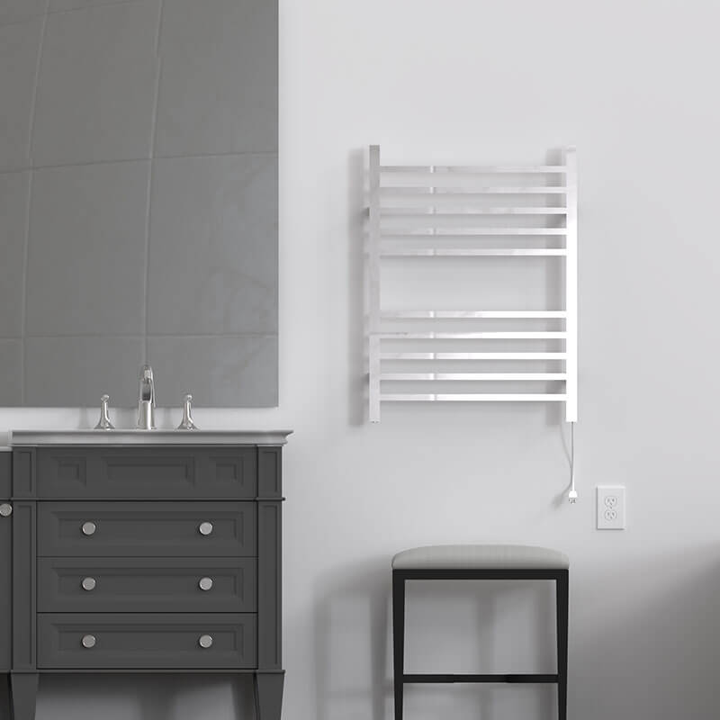 Amba Radiant Square Polished Stainless Plug in Front View Application