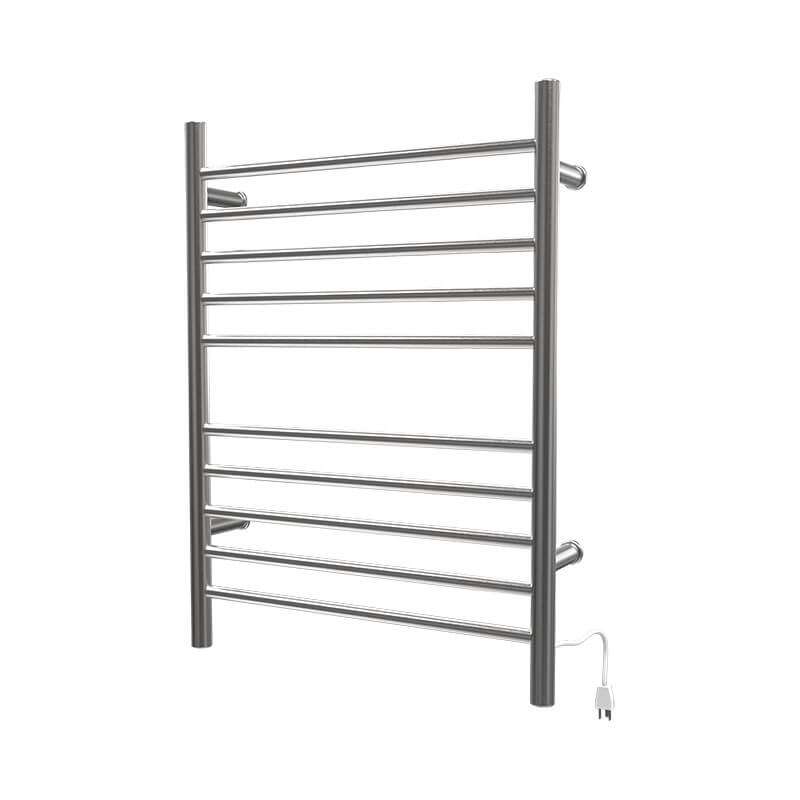 Amba Radiant Straight 10 Bar Towel Warmer Brushed Stainless Plug in Hardwired Side View