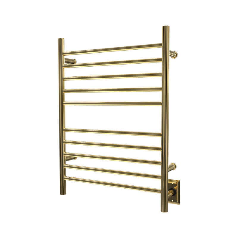Amba Radiant Straight 10 Bar Towel Warmer Polished Gold Hardwired Side View