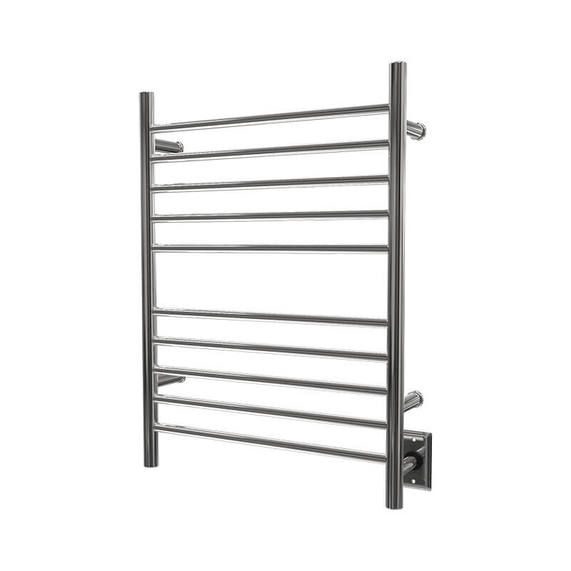 Amba Radiant Straight 10 Bar Towel Warmer Polished Stainless Hardwired Side View