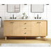 Avanity Adele 72 inch Double Sink Bathroom Vanity Natural Oak in Calacatta Quartz Front View