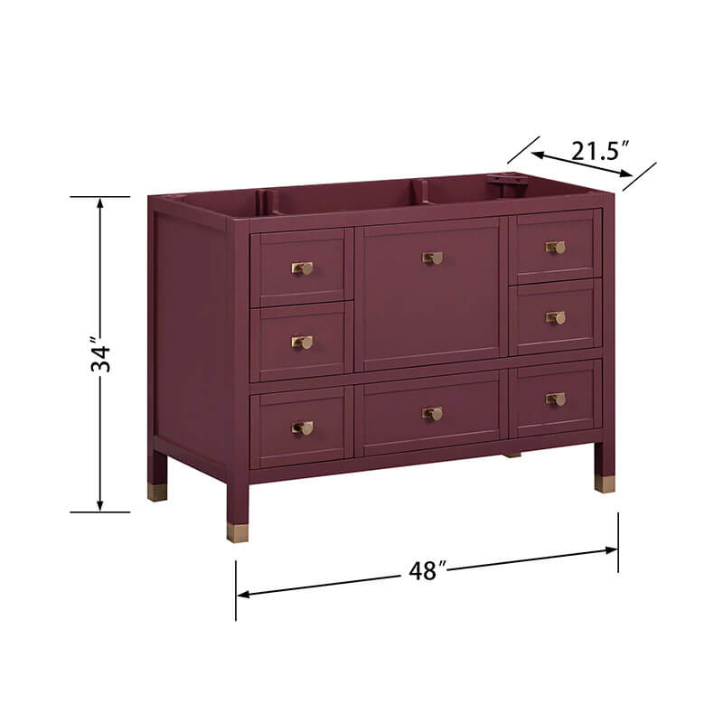 Avanity Alana 48 Single Vanity Burgundy Red Cabinet Only Dimension