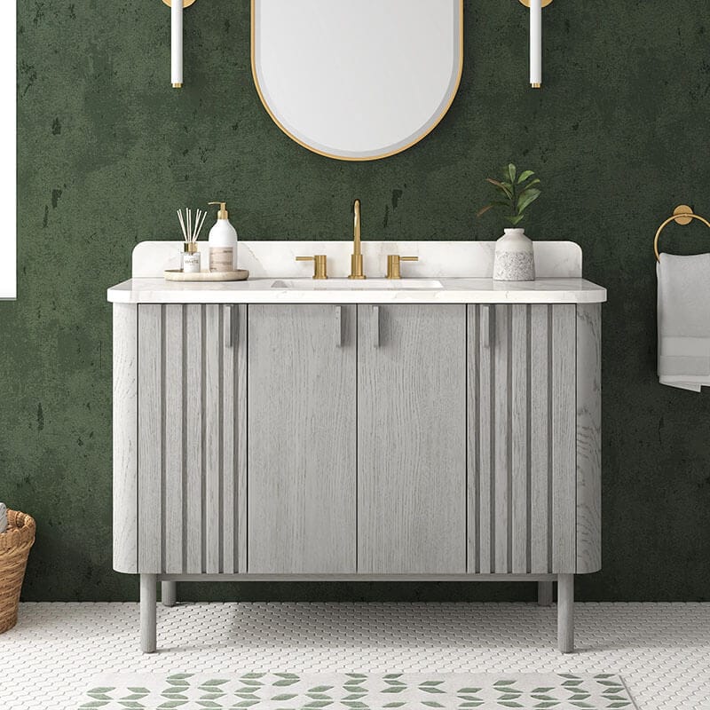 Avanity Blakely 48 inch Single Sink Bathroom Vanity Gray Oak in Calacatta Quartz Front View