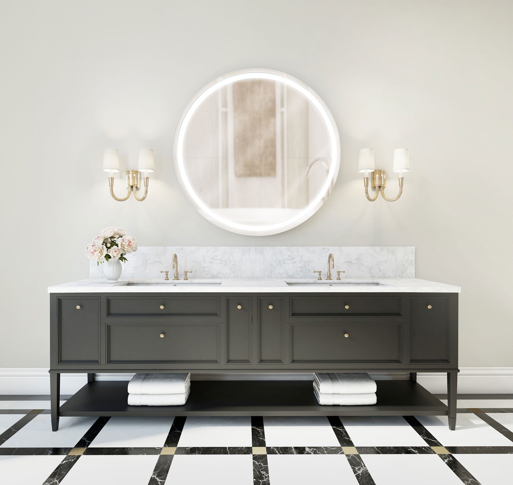 Modern Mirrors Corona Round Lighted Bathroom Vanity Mirror