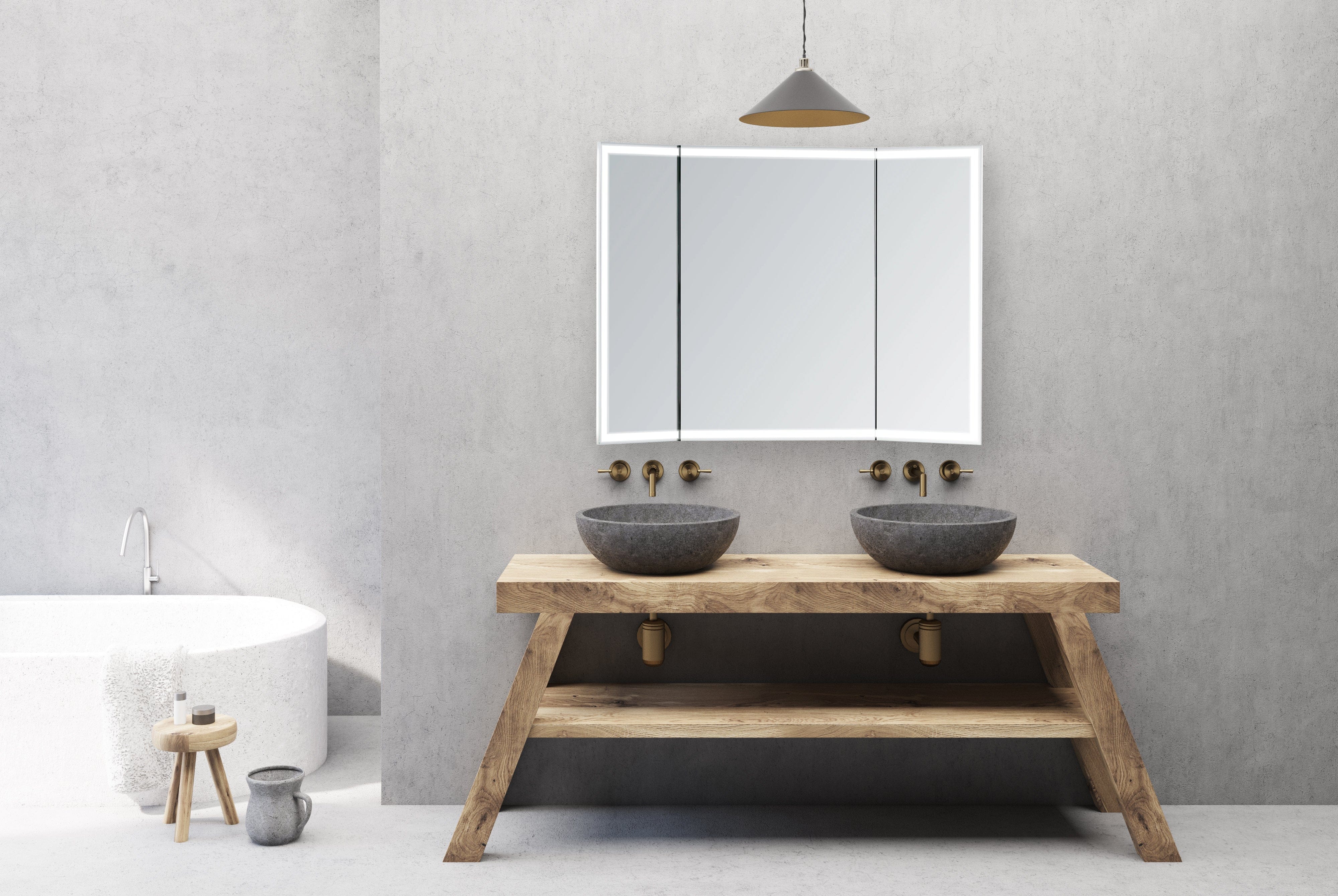 Modern Mirrors Stella Trifold Lighted Bathroom Vanity Mirror