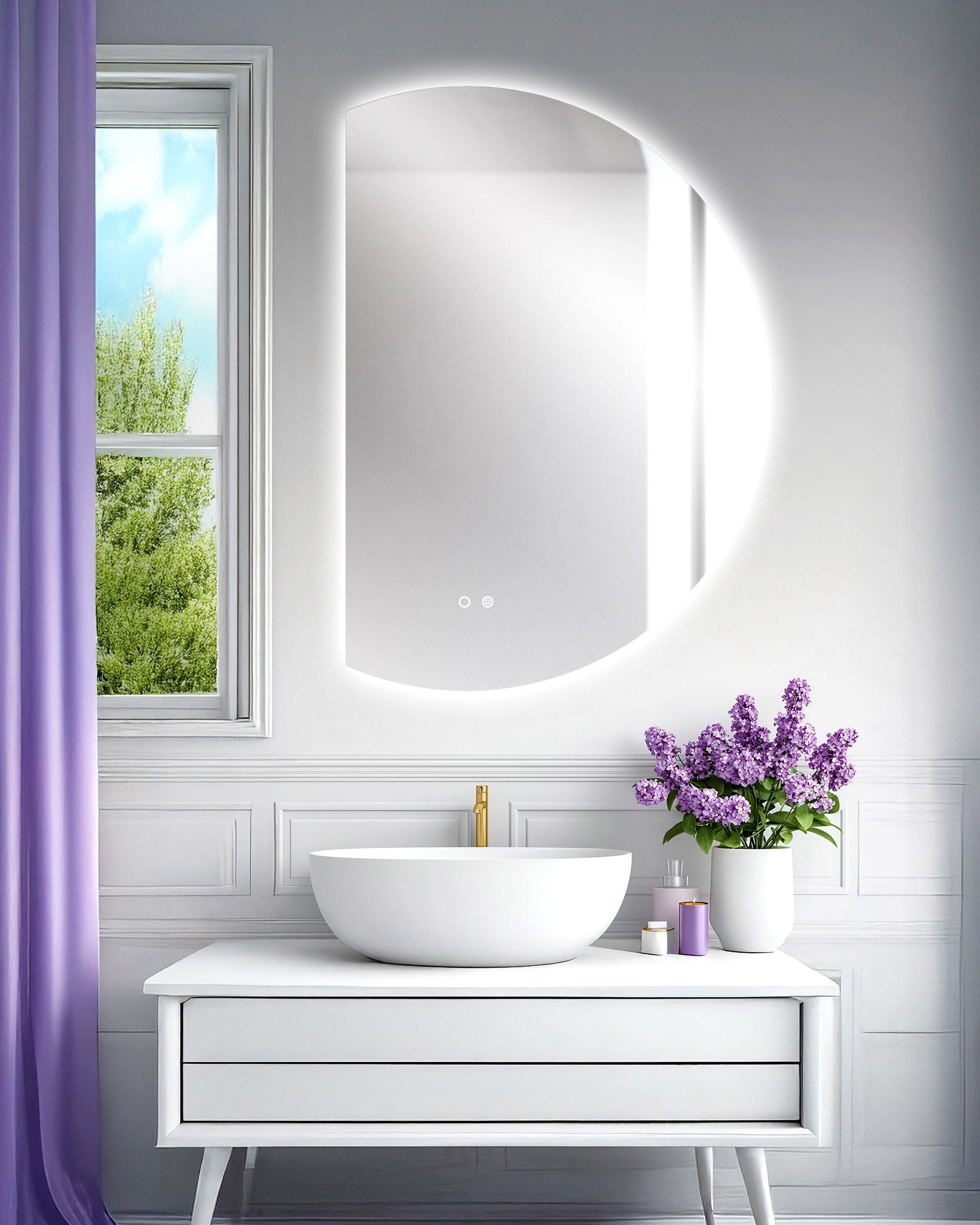 Modern Mirrors Cassiopeia Half Round Illuminated Vanity Mirror