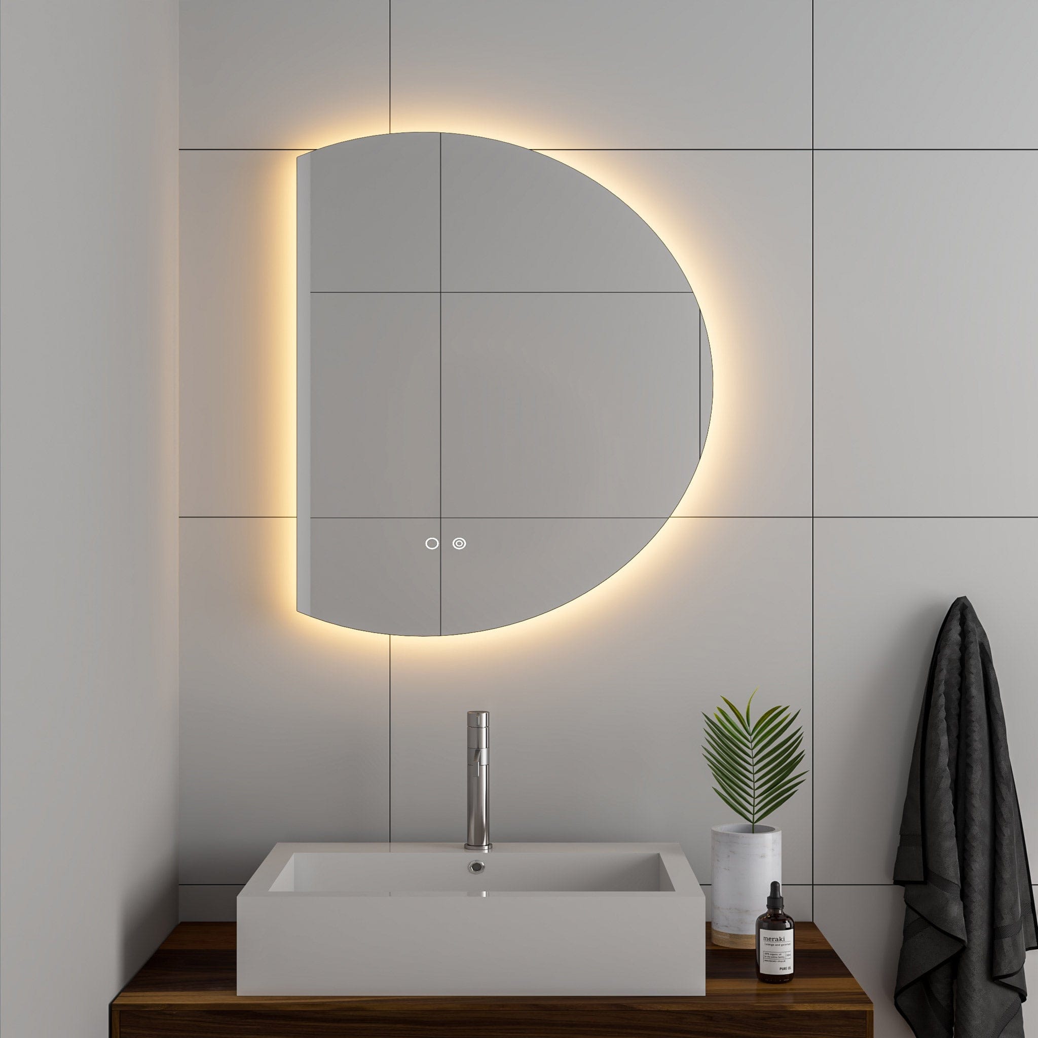 Modern Mirrors Cassiopeia Half Round Illuminated Vanity Mirror