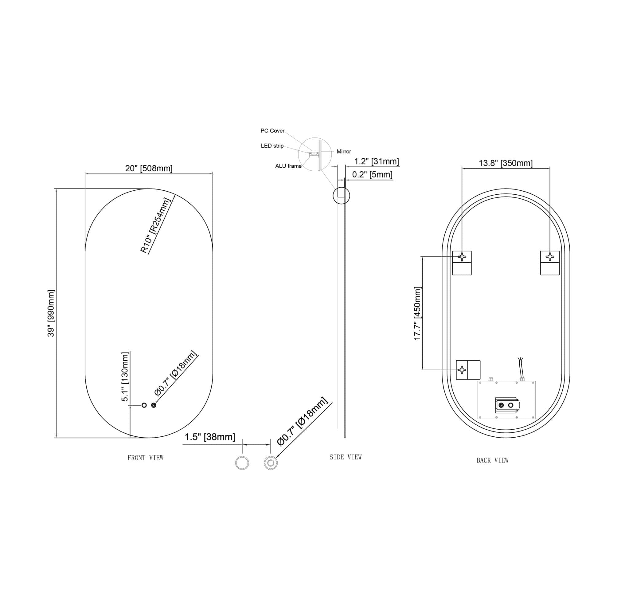 Modern Mirrors Cassiopeia Pill Illuminated Vanity Mirror