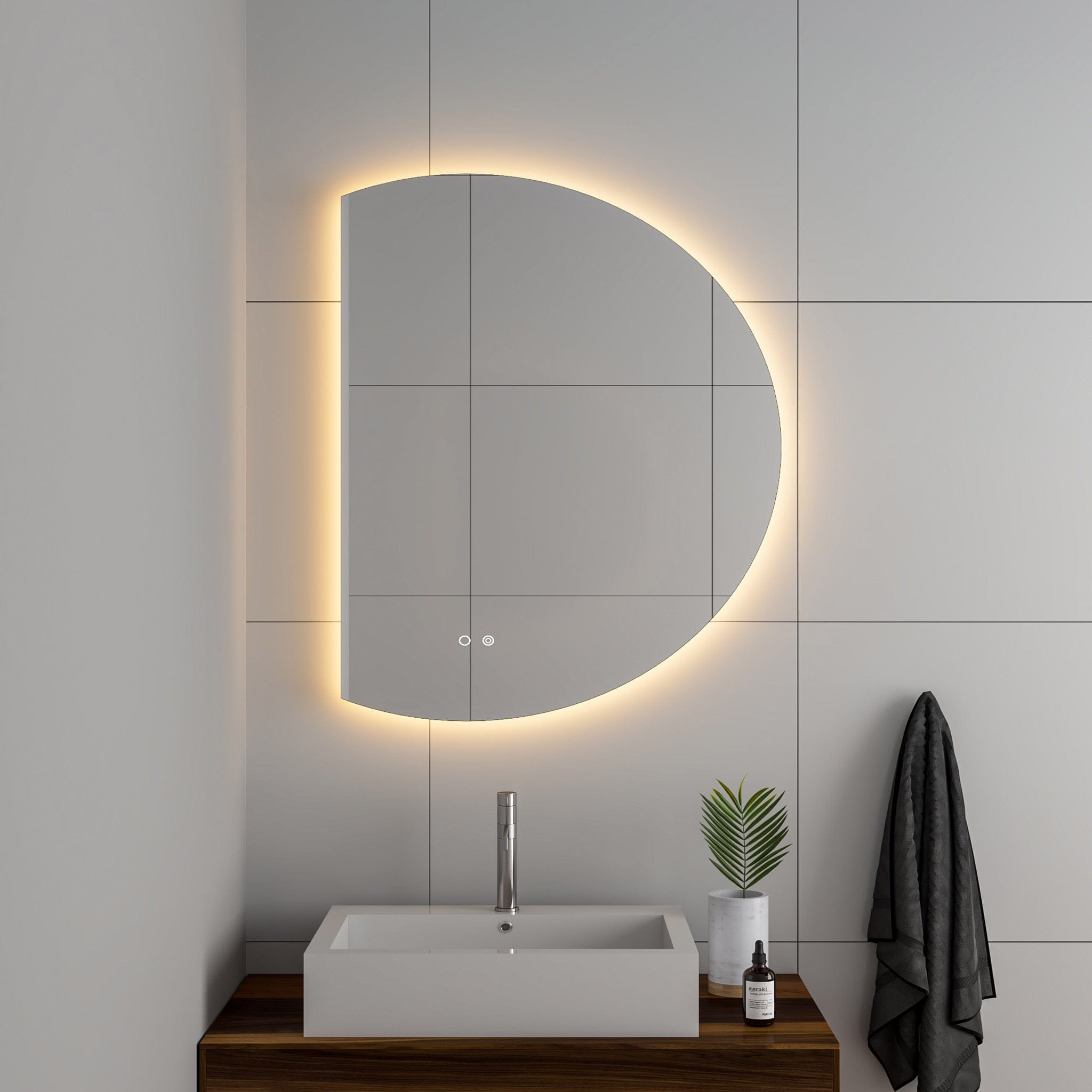 Modern Mirrors Cassiopeia Half Round Illuminated Vanity Mirror