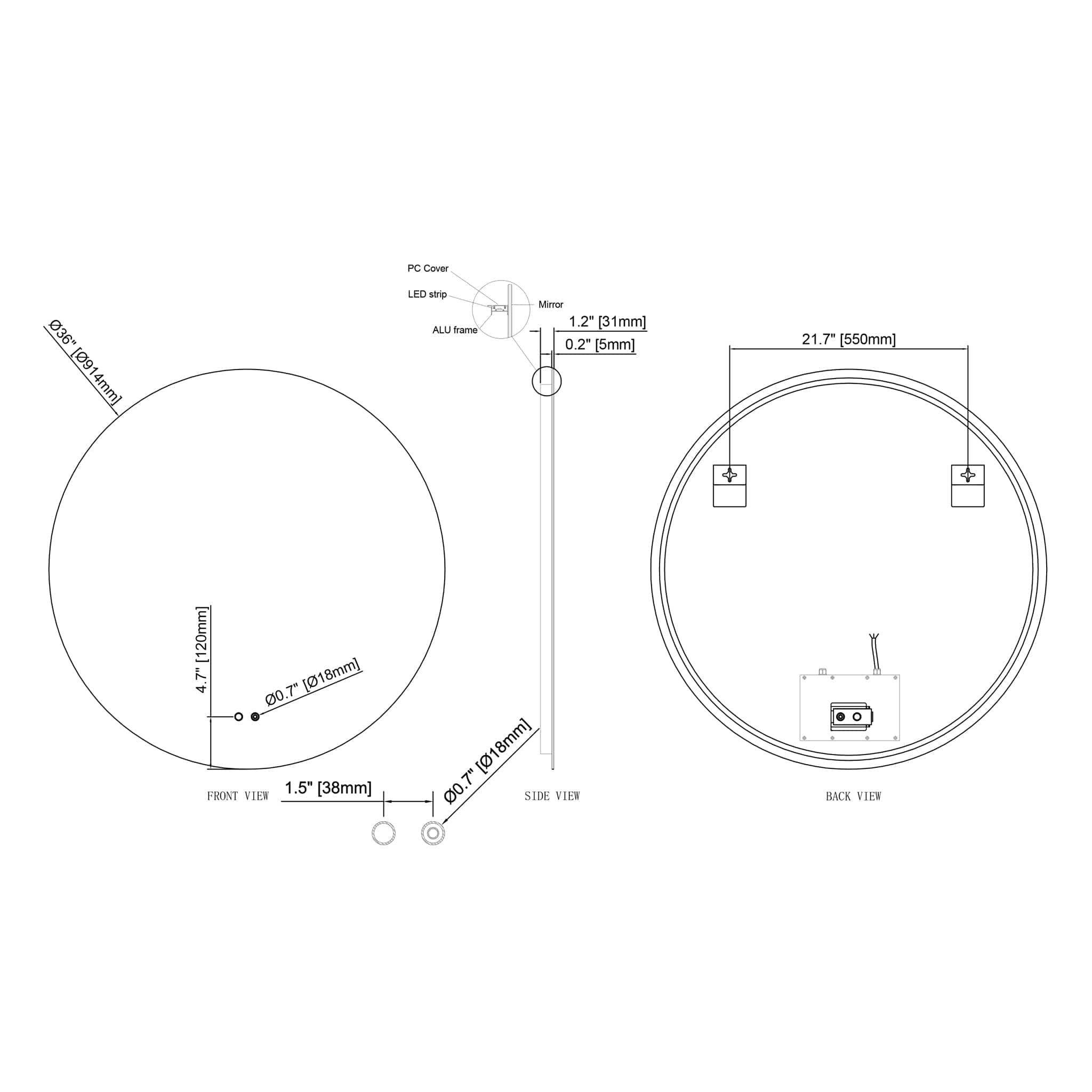Modern Mirrors Cassiopeia Round Illuminated Vanity Mirror