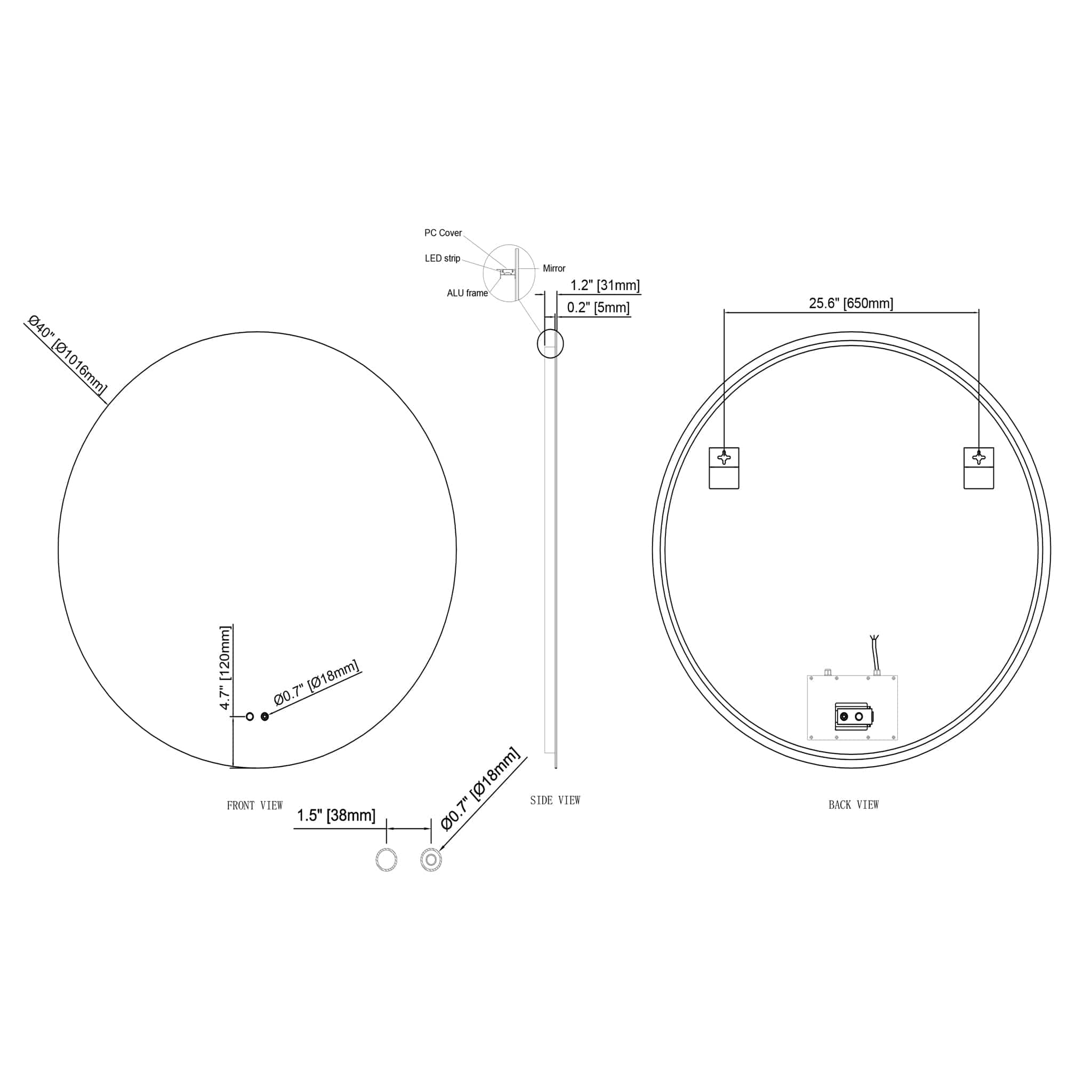 Modern Mirrors Cassiopeia Round Illuminated Vanity Mirror