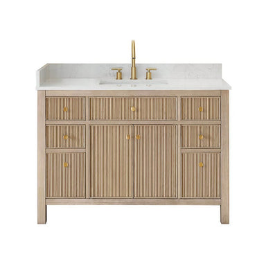 Cerrito 48 inch Single Bathroom Vanity with Top Natural Oak Front View