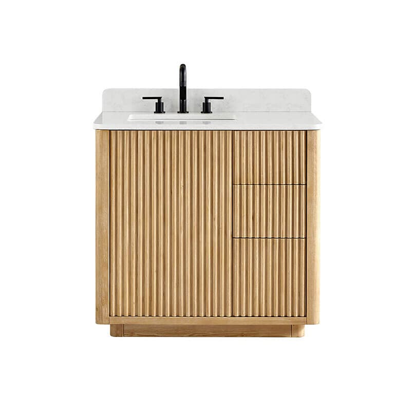 Clayton 36 Single Bathroom Vanity with Top Washed Light Brown Front View
