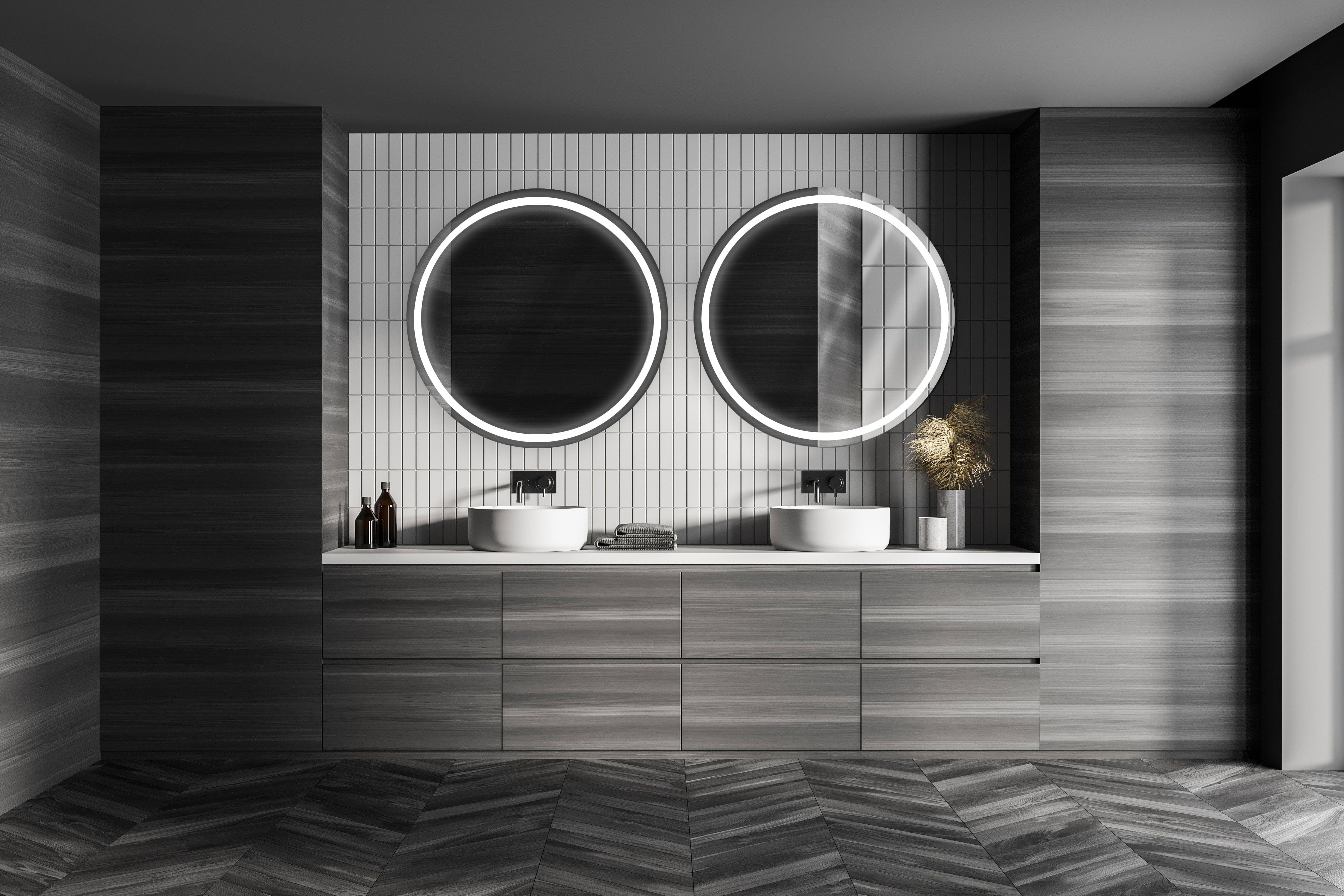 Modern Mirrors Corona Round Lighted Bathroom Vanity Mirror