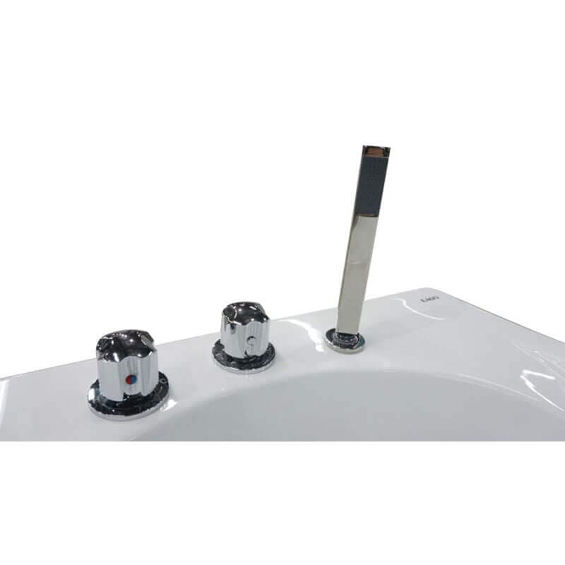 EAGO AM189ETL-L 6 ft Right Drain Acrylic White Whirlpool Bathtub with Fixtures Control Knobs