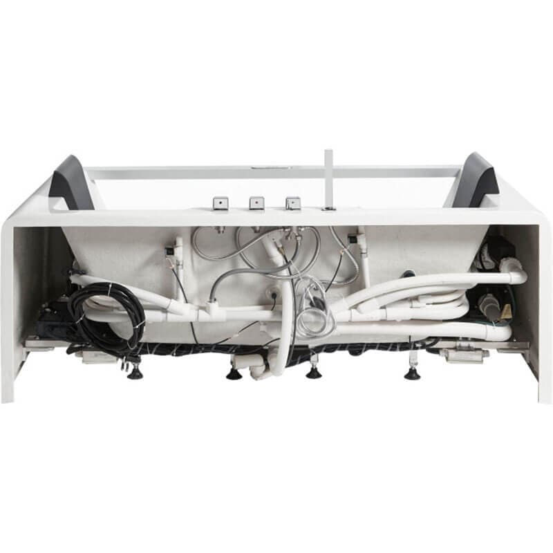 EAGO AM189ETL-R 6 ft Left Drain Acrylic White Whirlpool Bathtub with Fixtures Black Tubes Connectors