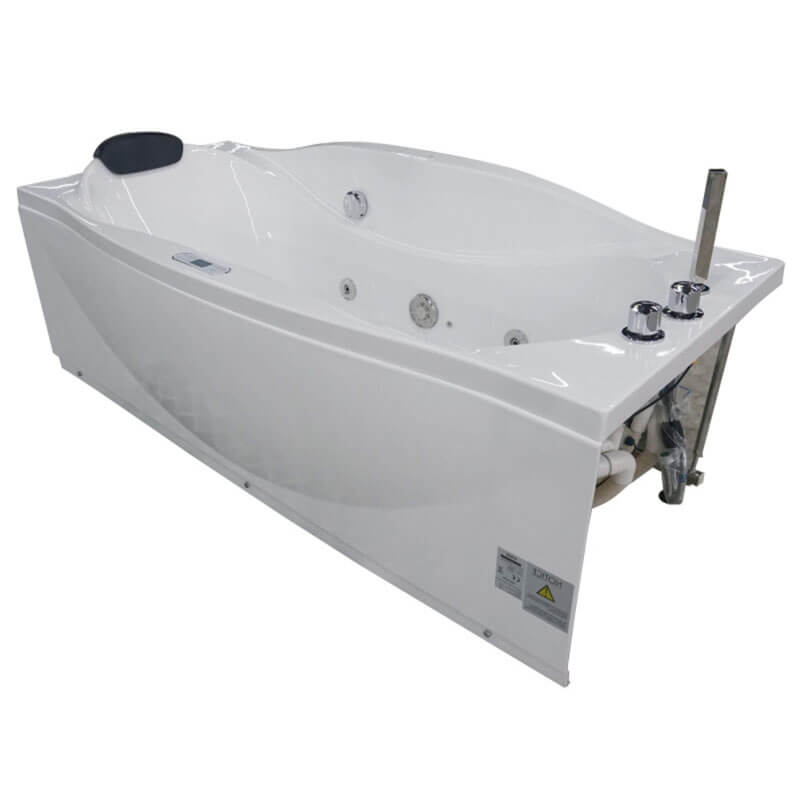 EAGO AM189ETL-R 6 ft Left Drain Acrylic White Whirlpool Bathtub with Fixtures Rear View