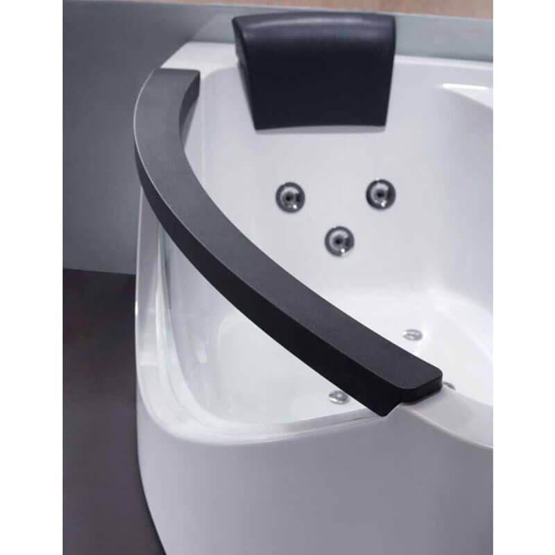 EAGO AM198ETL-R 5 ft Clear Rounded Right Corner Acrylic Whirlpool Bathtub Black Curved Armrest
