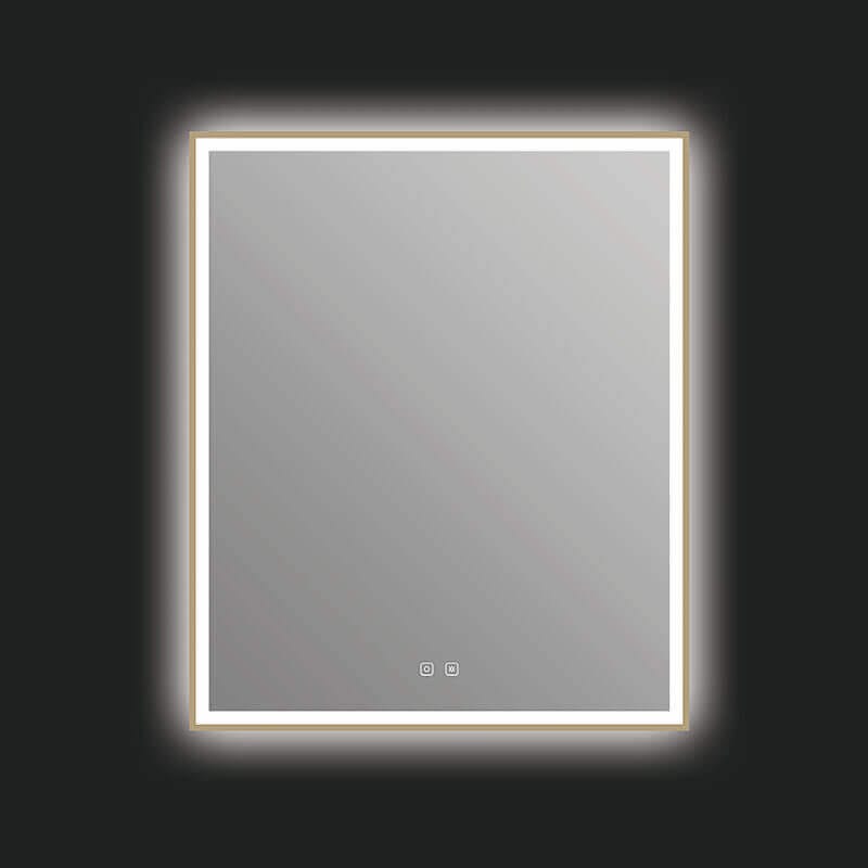 Eden Led Mirror Brushed Bronze Front View 30” X 36”