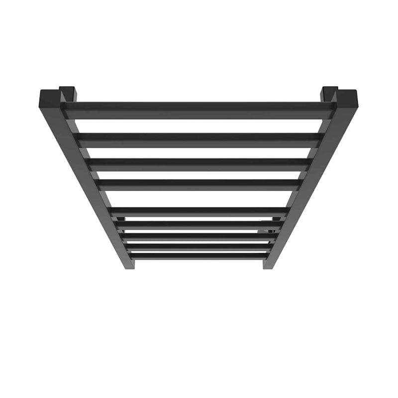 ICO Bath Kontour Square 18 X 40 Towel Warmer Matte Black Hardwired Top View