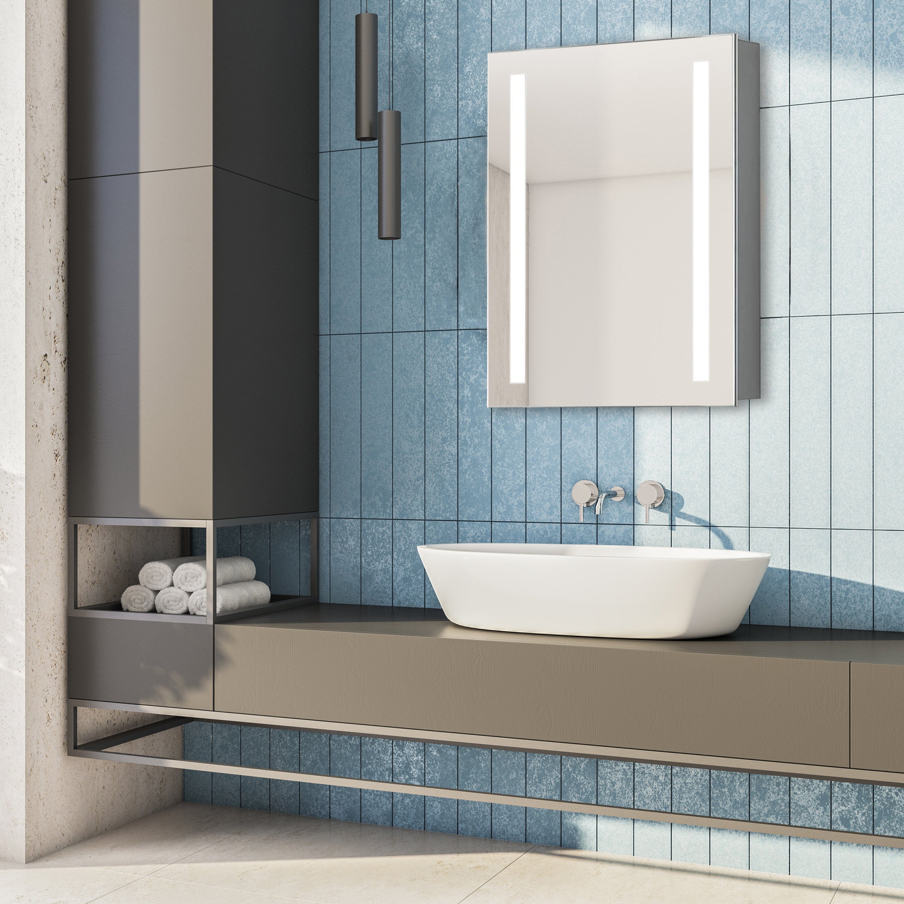 Modern Mirrors Lyra Lighted Bathroom Cabinet Vanity Mirror