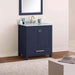 Modero 30 Single Vanity Navy Blue in Carrara White Marble Corner View