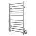 Radiant Large Square 12 Bar Towel Warmer Brushed Stainless Dual Gang Plate Side View