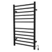 Radiant Large Square 12 Bar Towel Warmer Matte Black Plug in Side View