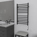 Radiant Large Square 12 Bar Towel Warmer Matte Black Plug in Side View Application
