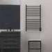 Radiant Large Straight 12 Bar Towel Warmer Matte Black Hardwired Application Front View