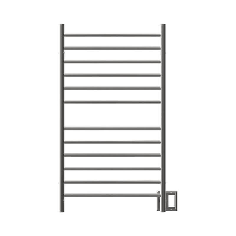 Radiant Large Straight 12 Bar Towel Warmer Polished Stainless Double Gang Plate Front View