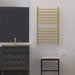 Radiant Large Straight Towel Warmer Satin Brass Plug in Front View Application