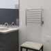 Radiant Small 7 Bar Towel Warmer Brushed Stainless Hardwired Side View Application