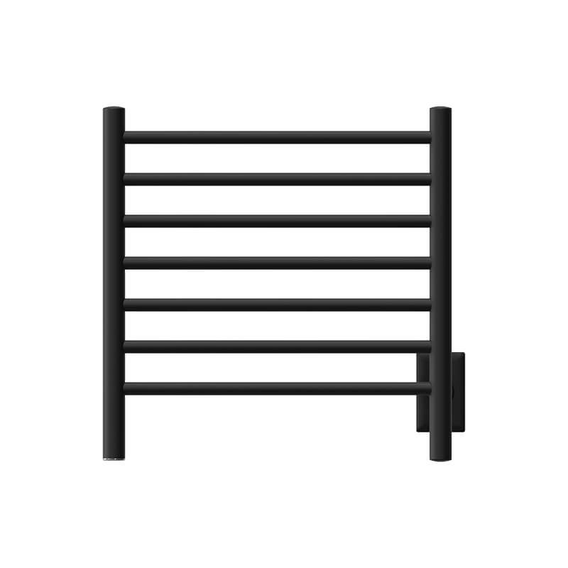Radiant Small 7 Bar Towel Warmer Matte Black Hardwired Front View