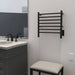 Radiant Small 7 Bar Towel Warmer Matte Black Hardwired Side View Application