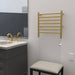 Radiant Small 7 Bar Towel Warmer Satin Brass Plug in Side View Application