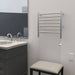 Radiant Small Towel Warmer Brushed Stainless Plug in Side View Application