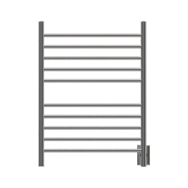 Radiant Straight 10 Bar Towel Warmer Brushed Stainless Hardwired Front View