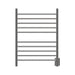 Radiant Straight 10 Bar Towel Warmer Brushed Stainless Hardwired Front View