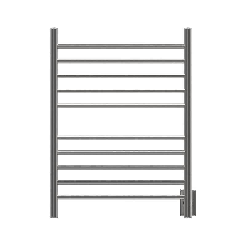 Radiant Straight 10 Bar Towel Warmer Brushed Stainless Hardwired Front View