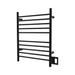 Radiant Straight 10 Bar Towel Warmer Matte Black Dual Gang Plate Side View