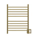 Radiant Straight 10 Bar Towel Warmer Polished Gold Dual Gang Plate Front View